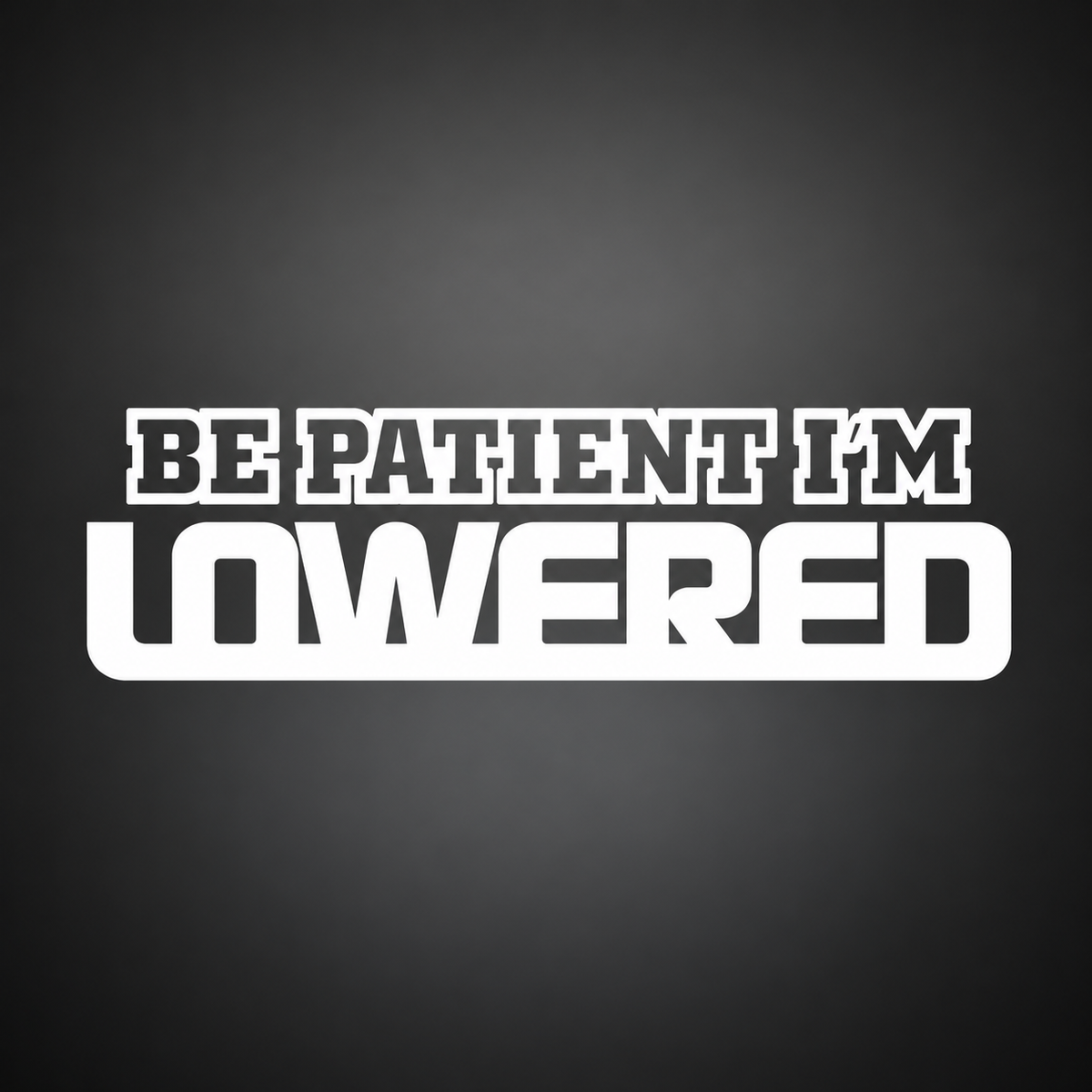 Be Patient I'm Lowered funny vinyl sticker