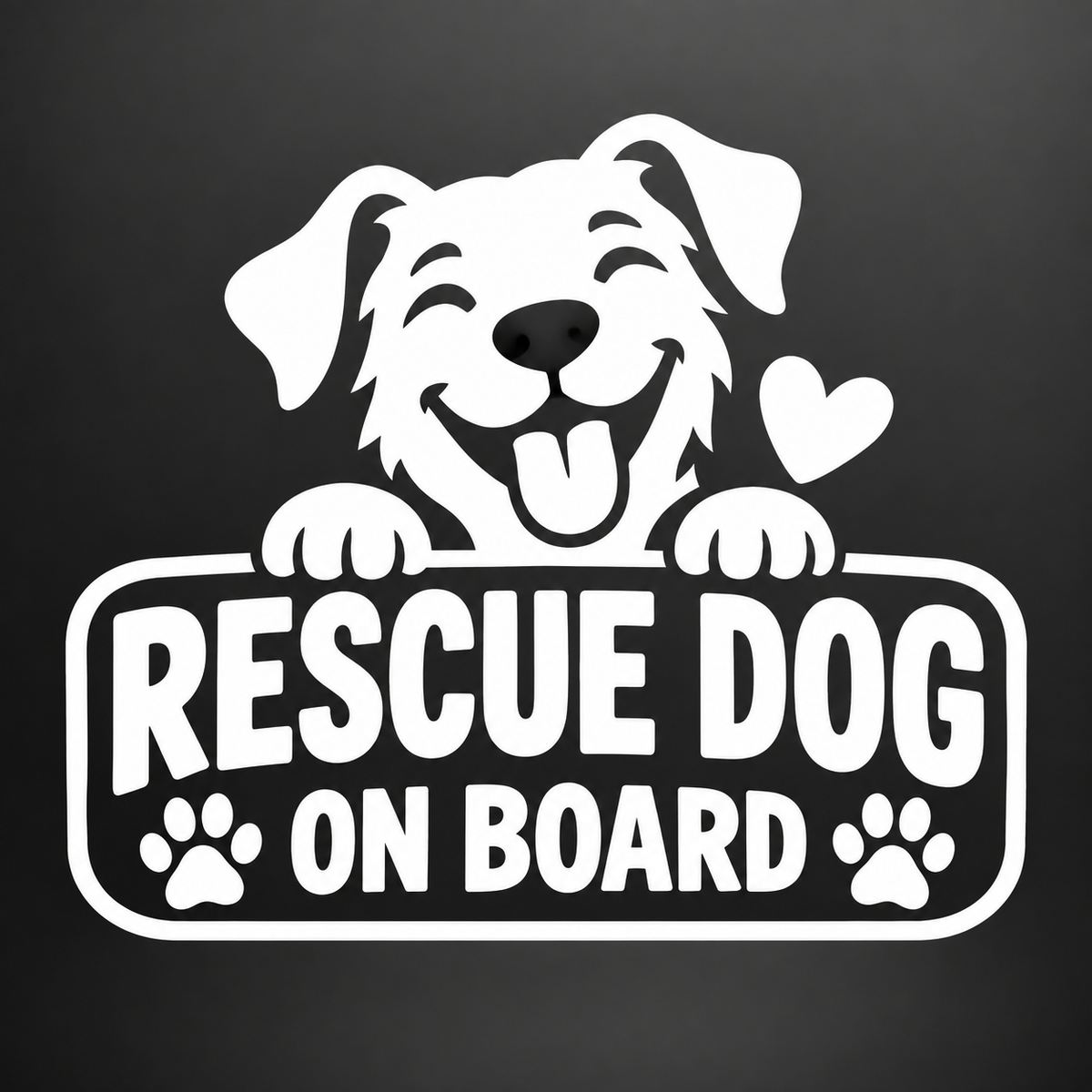 Rescue Dog on Board vinyl sticker